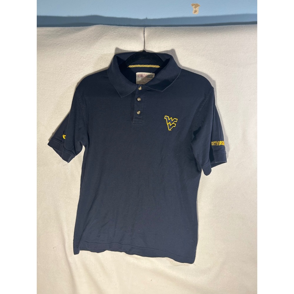 Pressbox West Virginia Mountaineers Polo Shirt Mens Small Navy Blue WVU NCAA
